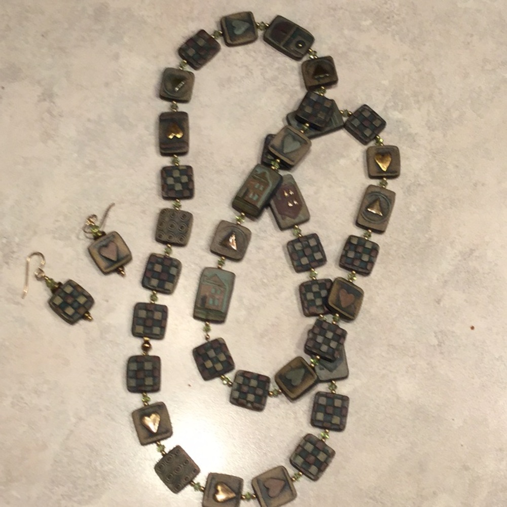 Artisan Necklace and earring set. Hand made